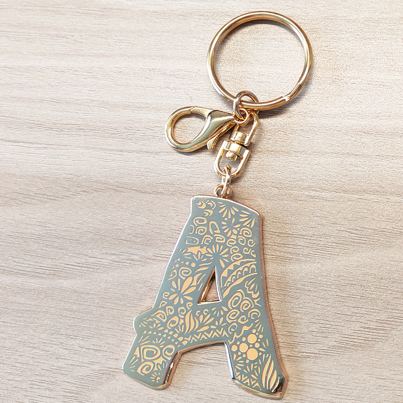 European Keychain Europe Custom Letter Keychain Designs - Gold Plated Zinc Alloy