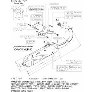 Sistema di scarico moto Sito per KYMCO vitalità 50 2007-2008 modello numero di parte 17178 - Product Image 2