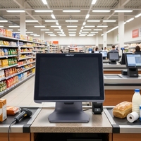 Máquina con Pantalla Táctil de 15+9.7 Pulgadas, Sistema POS Todo en Uno, Caja Registradora para Supermercado, Máquina POS para Minoristas