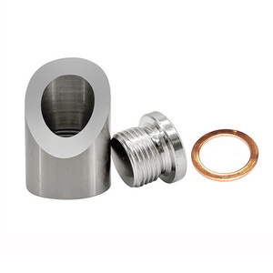 Nouveau Kit soudé de capteur d'oxygène en acier M18x1.5 avec bouchon de bonde en fer 45 degrés courbe écrou cranté cuivre <span class=keywords><strong>rondelle</strong></span> combinaison sac emballé - Product Image 3