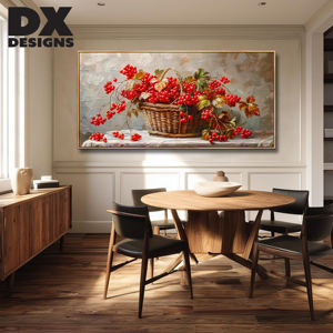 DX Designs Dipinto su Tela Personalizzato 24x36, <span class=keywords><strong>Arte</strong></span> Moderna Minimalista per Soggiorno, Dipinto Decorativo a Mano con Frutta Rossa e Fiori - Product Image 6