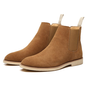Botas Chelsea para Hombre de Cuero Genuino con Punta Redonda, Botines Sin Cordones, Suela de Goma Transpirable, Color Sólido para Todas las Temporadas - Product Image 2