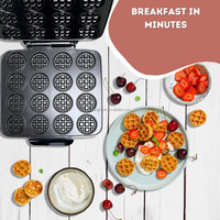 Machine à gaufres 16 pièces, mini gaufrier rapide, parfait pour le petit-déjeuner, les desserts, les collations, gaufrier électrique portable