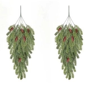 Guirlande murale artificielle en aiguilles de pin de Noël, 30cm-100cm, en plastique, décoration nordique pour la maison, avec cônes de pin - Product Image 1