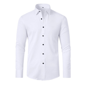 Camisa <span class=keywords><strong>de</strong></span> <span class=keywords><strong>vestir</strong></span> personalizada <span class=keywords><strong>para</strong></span> <span class=keywords><strong>hombre</strong></span> Castaño Antiarrugas Liso Delgado Manga larga Estilo <span class=keywords><strong>de</strong></span> negocios Otoño - Product Image 2