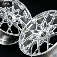 Jantes Super Rollers à rayons fendus 18 pouces 9J 5x120, finition miroir argentée, design en Y, jante sport à déport profond pour voiture de tuning et de spectacle