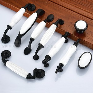 Furniture Handle And <b>Knob</b> Oval Zinc Alloy European Style Cabinet Wardrobe <b>Drawer</b> Black White <b>Ceramic</b> 1021 - Product Image 1