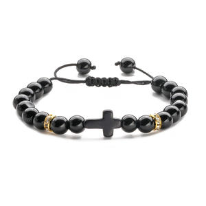 MIENTER Cristal <span class=keywords><strong>Croix</strong></span> Bracelet pour Femme À <span class=keywords><strong>La</strong></span> Mode Pierre Naturelle <span class=keywords><strong>La</strong></span> <span class=keywords><strong>Croix</strong></span> Charme Tissé En Pierre Naturelle Bracelets - Product Image 2