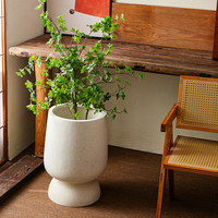 Ensemble de pots à plantes sur piédestal en forme de gobelet, crème, chocolat, noir, pour une décoration moderne et rustique de la maison