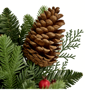 Guirlande <span class=keywords><strong>de</strong></span> Noël <span class=keywords><strong>de</strong></span> luxe en PVC+PE <span class=keywords><strong>de</strong></span> 2,7 m avec cônes <span class=keywords><strong>de</strong></span> pin et baies rouges, pré-éclairée avec lumières LED chaudes pour la décoration <span class=keywords><strong>de</strong></span> la maison et des magasins pendant les fêtes - Product Image 2