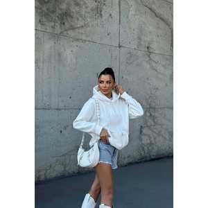 Sudadera con Capucha Bordada Eyyo Blanca para Mujer - Product Image 1