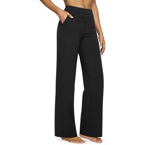 Pantaloni da yoga da donna a gamba larga, vita alta, elasticizzati, con tasche, casual, per taglie petite, regolari e alte - Product Image 1