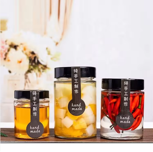 Frascos de vidrio hechos a mano con tapa negra, frascos redondos transparentes pequeños para almacenamiento de alimentos, juego de frascos de vidrio sodocálcico. - Product Image 5