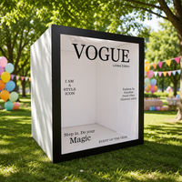 Boîte photo Apexscn View Magazine pour mariages et fêtes, fond LED, matériau PVC, capacité maximale 15 personnes, boîte photo tendance