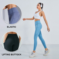 Leggings de sport pour femmes de haute qualité, longueur cheville, taille élastique, couleur unie, avec tissu respirant et extensible dans quatre directions