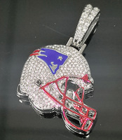 Collier pour homme style hip-hop sportif avec pendentif casque et chaîne cubaine