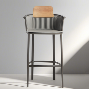 <span class=keywords><strong>Chaise</strong></span> <span class=keywords><strong>de</strong></span> <span class=keywords><strong>bar</strong></span> moderne simple pour l'extérieur en alliage d'aluminium avec dossier en maille Meubles <span class=keywords><strong>de</strong></span> fauteuil en bois <span class=keywords><strong>de</strong></span> teck pour le jardin - Product Image 1