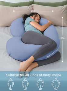 Almohada de Maternidad en Forma de C, Color Azul Brillante, de 58 Pulgadas, para Mujeres Embarazadas, con Funda Extraíble - Product Image 5