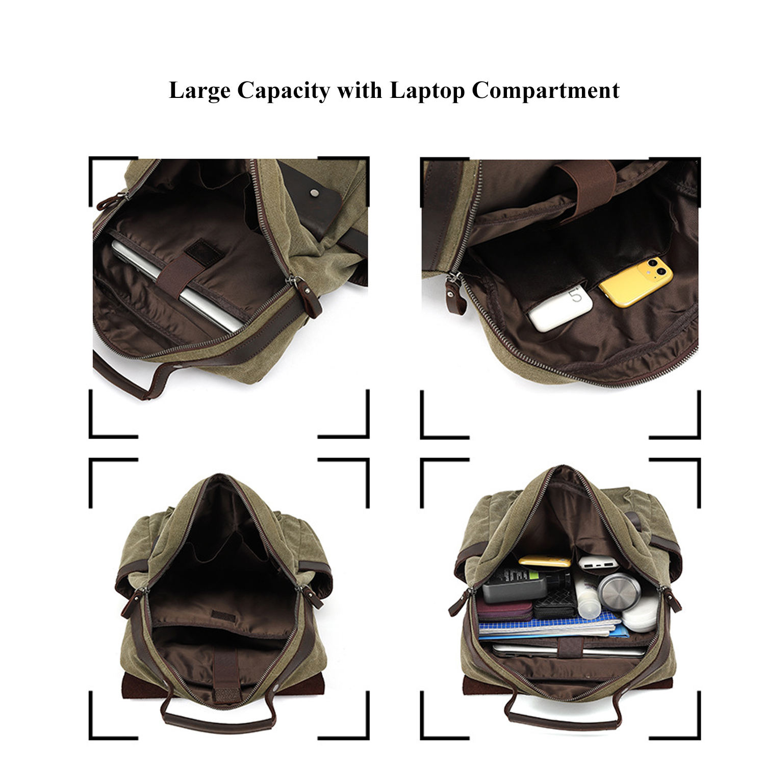 Mochila vintage de piel de vaca con logotipo personalizado al por