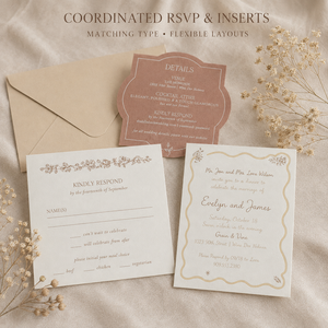 Elegante Set di Carta per Inviti Matrimoniali in Tonalità Neutre, Personalizzato <span class=keywords><strong>con</strong></span> Inserti RSVP Stampati e Busta Coordinata - Product Image 4