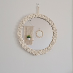 Caliente Amazon personalizado algodón bohemio hecho a mano hogar Decoración Macrame colgante de pared espejo - Product Image 6