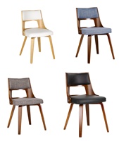 Meubles de Restaurant antique de bonne conception nordique chaises de salle à manger bois de ferme avec pieds en bois cuir moderne du milieu du siècle blanc