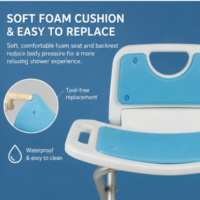 Tabouret de douche AndCare en aluminium, capacité 100 kg, pour personnes âgées et handicapées - Fournitures de réadaptation, siège rembourré