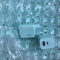 Chargeur mural rapide GaN CE FCC Rohs Mint EU Plug A+C PD45W avec câble tressé C vers C pour iPad/iPhone, ordinateur portable et appareil photo