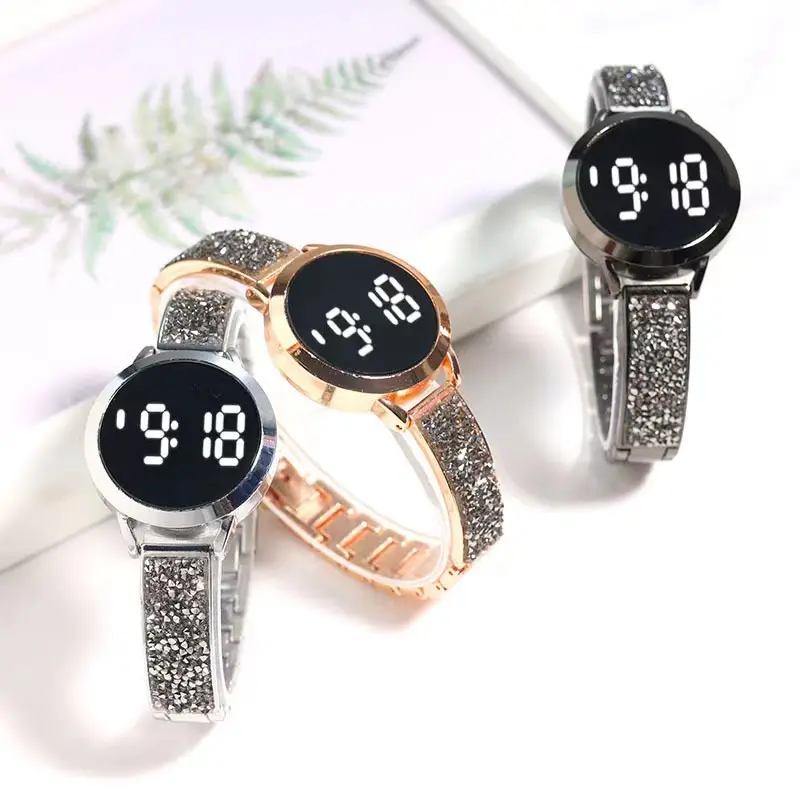 Korean touch led new simple women's watch fashion women's round electronic watch bracelet watch