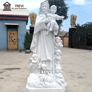 Escultura religiosa popular Estatua de mármol blanco natural de la Virgen Marí<span class=keywords><strong>a</strong></span> y el Niño Jesús - Product Image 4