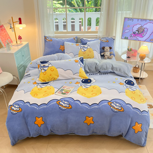 Giá rẻ màu hồng hoa in Tước nhăn <span class=keywords><strong>Polyester</strong></span> 4 cái tấm ga trải giường Cover <span class=keywords><strong>Set</strong></span> - Product Image 2