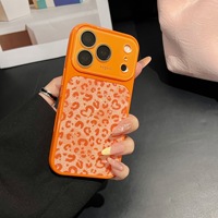 Étui de protection rétro de luxe à motif léopard pour 17/17 Pro Max 18 avec grande fenêtre de visualisation