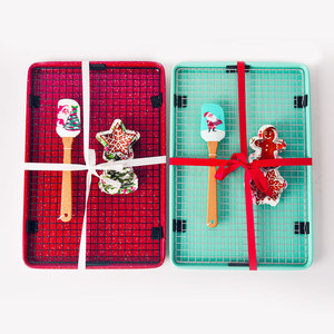Christmas Cake Baking Pan Set Carbon Steel Non-Stick 12 Pieces Red And Blue Holiday Baking <b>Tools</b> With Spatula And <b>Cookie</b> Cutters - Product Image 4