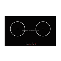 Table de cuisson à induction encastrable 2 feux en verre cristal noir avec commande tactile par capteur 4000W, cuisinière électrique domestique