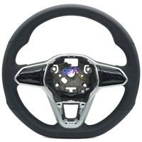 Volant de luxe pour Volkswagen - Construction en fibre de carbone, surpiqûres rouges, pour la conduite sportive et le confort quotidien en ville
