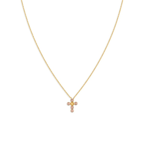 Collier tendance ROXI S925 en argent sterling avec zircon bleu rose et motif croix intégral - Product Image 6