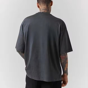 ผู้ผลิตเสื้อยืดเปล่าสำหรับผู้ชาย คุณภาพสูง ผ้าฝ้าย 100% เสื้อยืดสีดำ ยูนิเซ็กซ์ ทรงหนา ไหล่ตก ทรงบ็อกซี่ เสื้อยืดเรียบ - Product Image 3