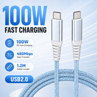 Câble USB C 100W 1,2M 5A PD Charge Rapide Type C vers Type C Embout Métallique USB 2.0 Câble de Données Tressé en Nylon OEM ODM Logo Personnalisé