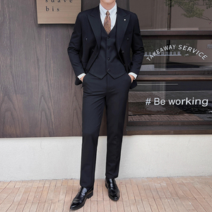 Traje de Negocios de 3 Piezas para Hombre, Cierre de Doble Botonadura, Pantalones con Cierre de Cremallera y Frente Plano, Diseño Transpirable, <span class=keywords><strong>Babu</strong></span> para el Lugar de Trabajo - Product Image 4