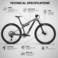 VTT tout suspendu OVERLORD en carbone 29 pouces SMN DEORE M6100 12S Boost avec fourche à air et amortisseur arrière DNM Enduro
