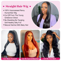 Perruques en cheveux humains bruts lisses brésiliens avec base en dentelle, longueur longue, marque MOONHAIR, pour application en dentelle complète sur les femmes noires