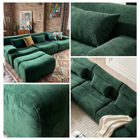 Ensemble de canapé en velours en forme de L sur mesure, avec chaise longue, style Wabi-sabi, moderne et minimaliste, compressé sous vide et emballé en rouleau