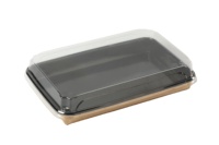 Boîtes carrées jetables en papier kraft robuste, avec couvercles en plastique PET, pour sushis et plats à emporter – Prix usine de gros