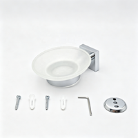Support mural moderne et portable pour savon Metalique 52045-CR, chromé, en alliage de zinc et verre, pour hôtel, salle de sport, salle de bain et cuisine