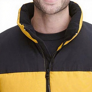 Veste matelassée pour homme, jaune et noir, coupe-vent, fermeture éclair, décontractée, hiver, épaisse, rembourrage en polyester, coupe classique - Product Image 6