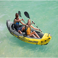 Kayak gonflable pour 2 personnes, canoë en PVC pour le rafting, la pêche, les sports nautiques, avec rames et pompe à air, robuste et portable