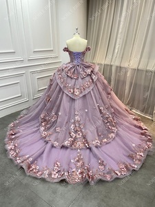 2025 thanh lịch màu hồng bóng Gown với hoa đáng yêu off-vai Evening prom DRESS đối với phụ nữ Wedding party gowns - Product Image 6