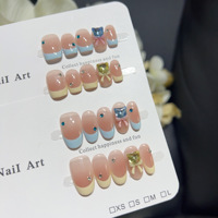 Ongles artificiels en acrylique faits à la main, mignons, en forme de dessin animé, 3D, vente en gros, de haute qualité, épais, réutilisables, avec colle