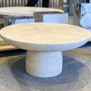 Table basse en marbre naturel travertin beige décoration de salon table basse vente directe d'usine - Product Image 2