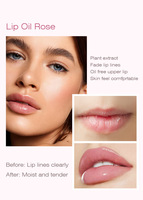 Gloss à lèvres hydratant à l'extrait de rose avec de vrais pétales de rose, huile à lèvres repulpante pour des lèvres lisses et brillantes